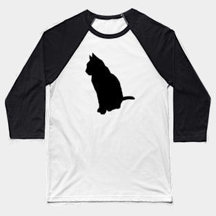 Cat In Sitting Position Silhouette Vector Cut Out Baseball T-Shirt